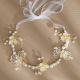 Flower Wreath Braided Headband Flower Girl Pearl Headdress Flower Wreath Braided Headband Flower Girl Pearl Headdress